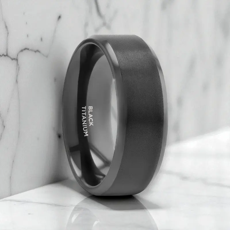 Elysian | Black Titanium Wedding Band – Brushed & Polished 1