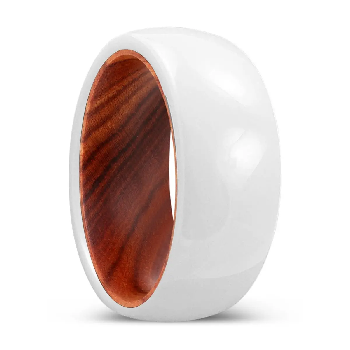 Embolden | Iron Wood, White Ceramic Ring, Domed 1
