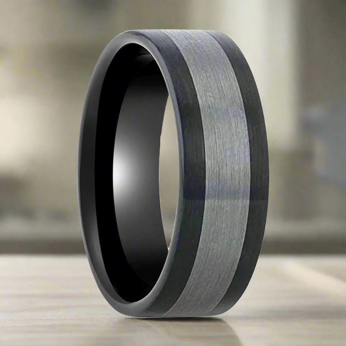 Endast | Black Ceramic, Tungsten Inlay, Brushed, Flat 5