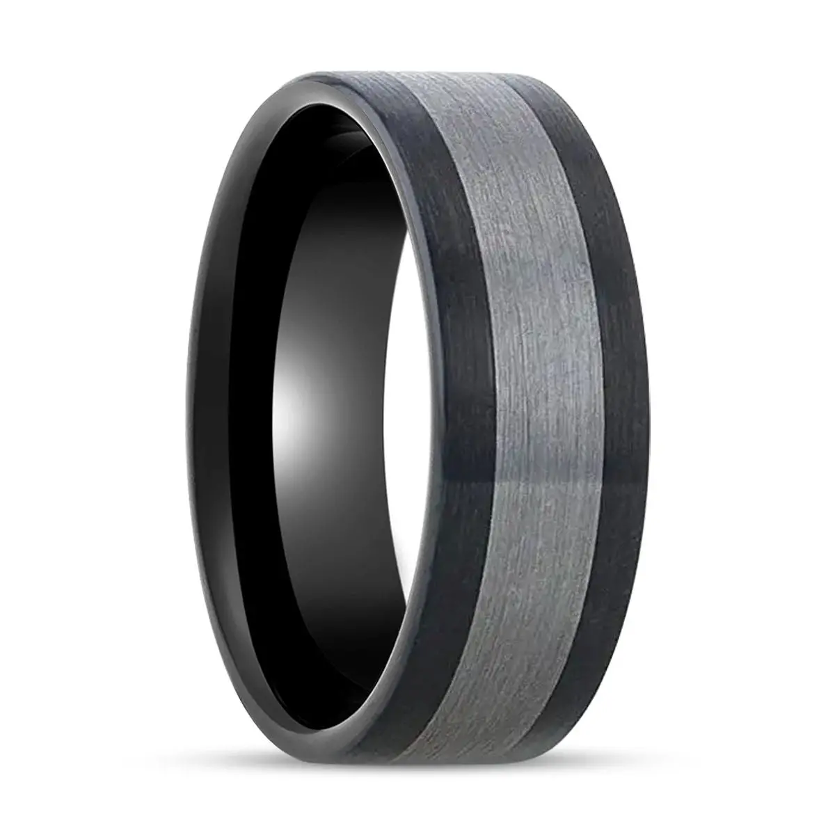 Endast | Black Ceramic, Tungsten Inlay, Brushed, Flat 1