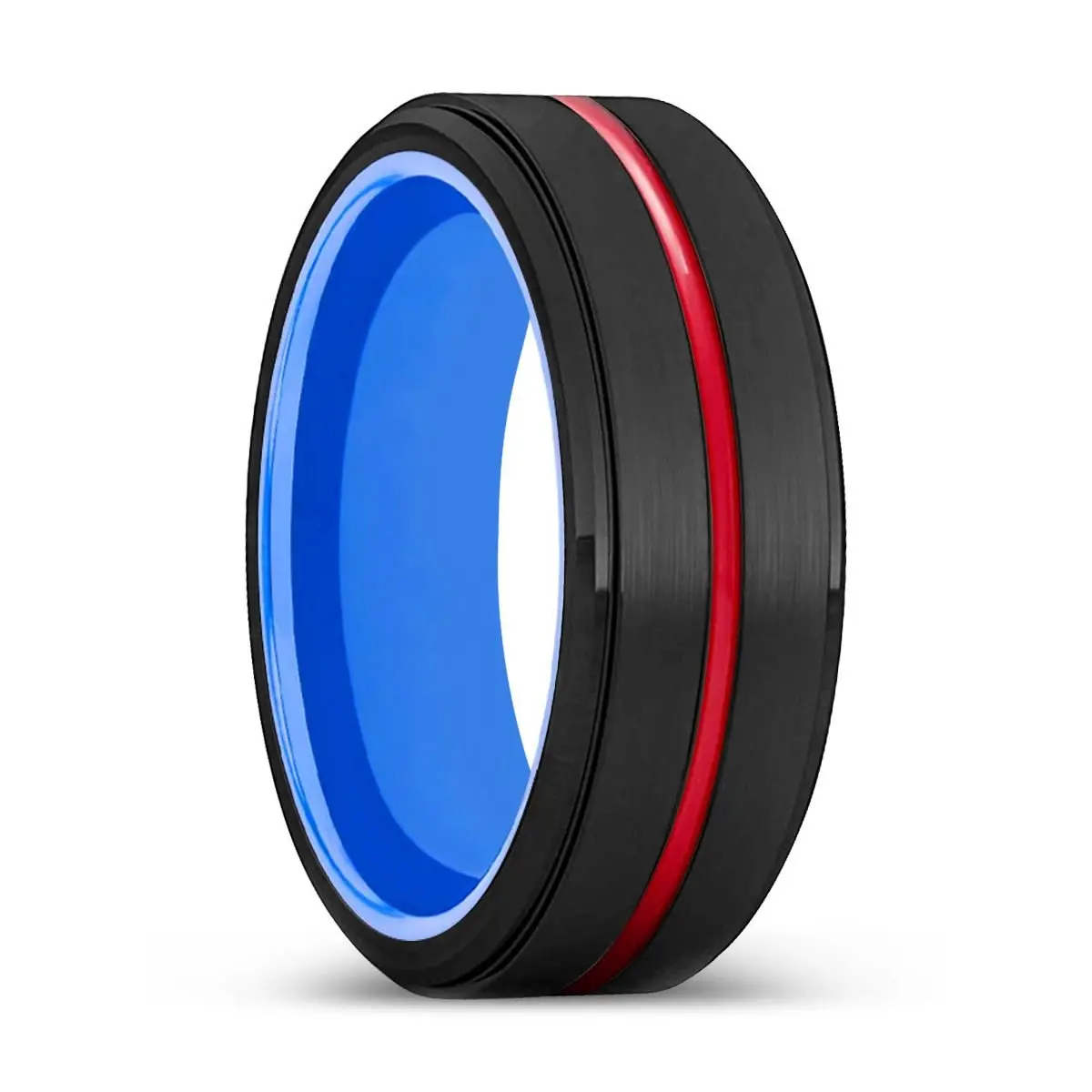Erni | Blue Ring, Black Tungsten Ring, Red Groove, Stepped Edge 1