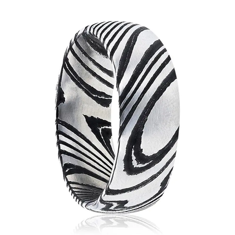 Eudon | Black & Grey Damascus Steel A Vivid Etched Design 1