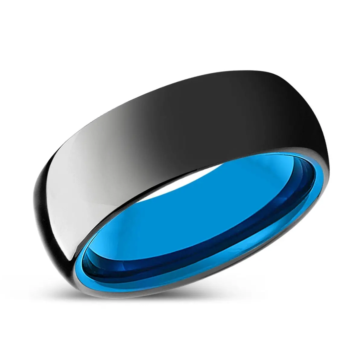 Euphoria | Blue Tungsten Ring, Black Tungsten Ring, Shiny, Domed 2