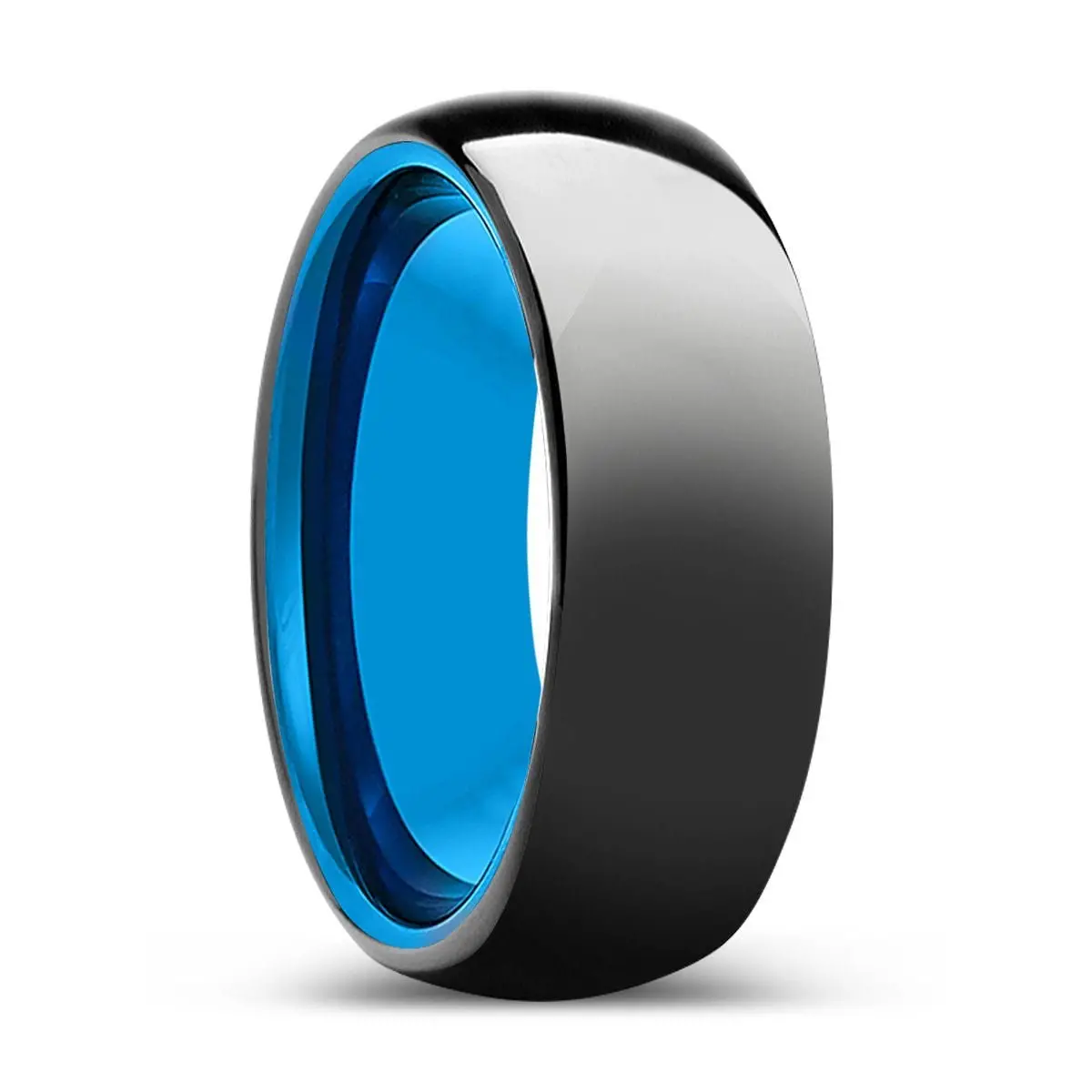 Euphoria | Blue Tungsten Ring, Black Tungsten Ring, Shiny, Domed 1