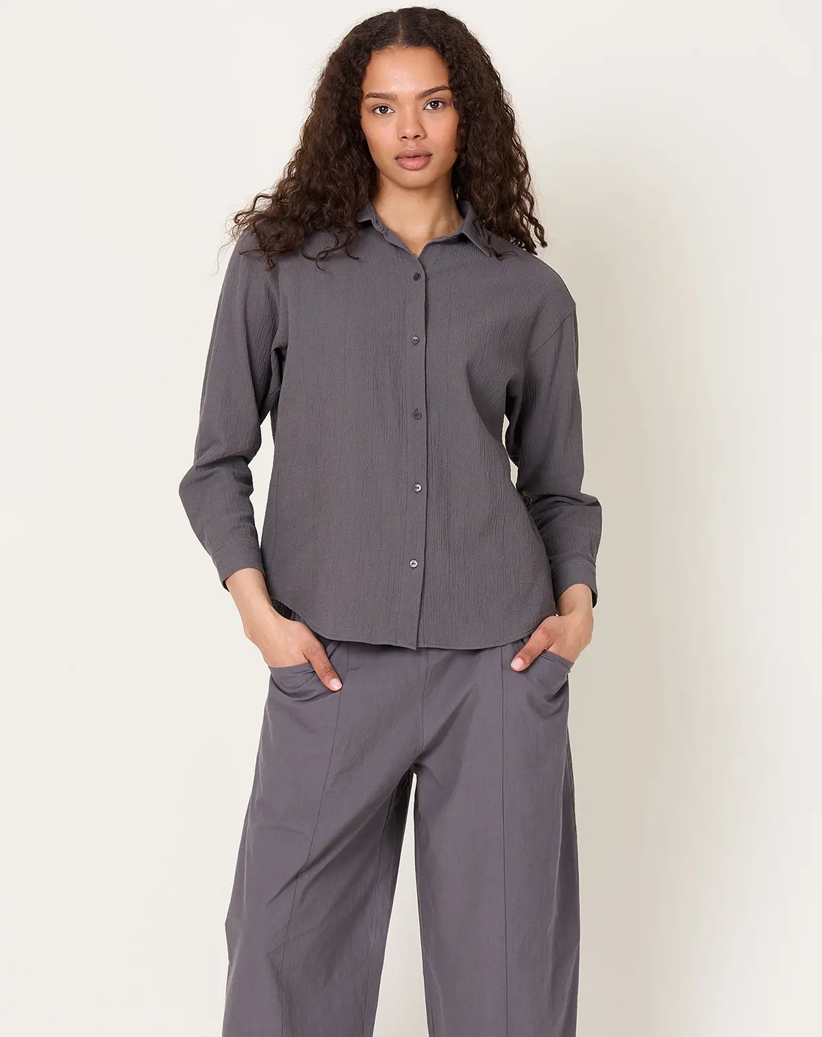 Cotton Shirt In Blue Grey 1