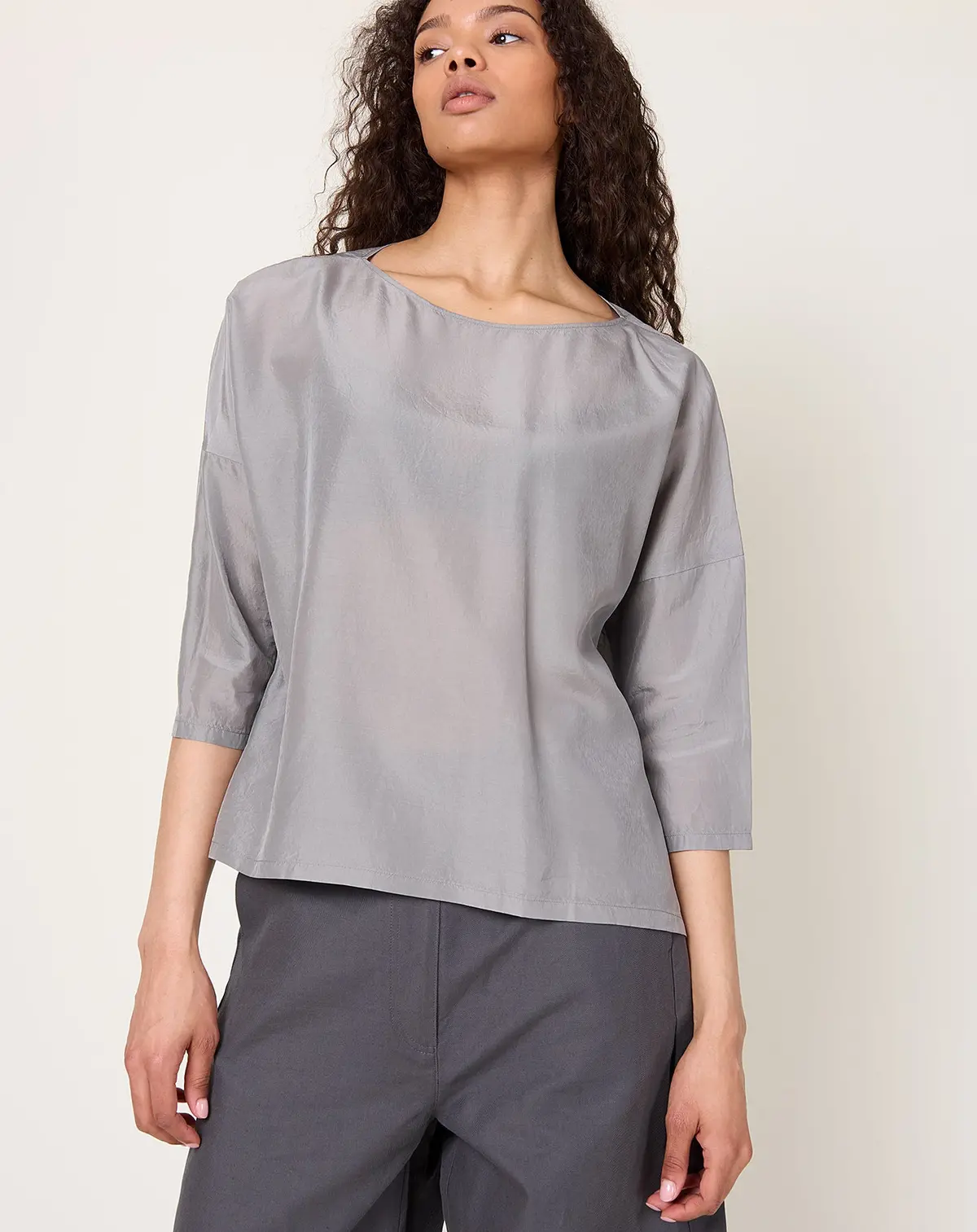 Cupro Silk Pullover In Dove Grey 1