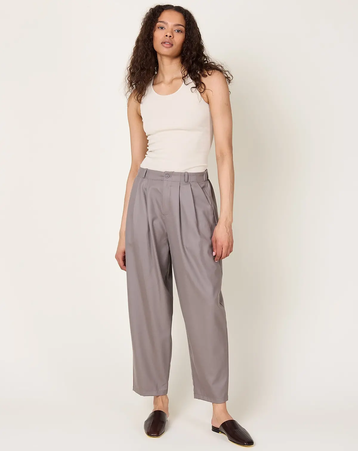 Wool Volume Pants In Otter Grey 1