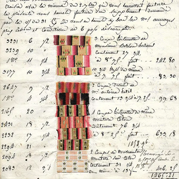 Serre Et Cie - Correspondance Avec Échantillons Adressée Au Négociant En Tissus Par Parizet Fils (1815) 2