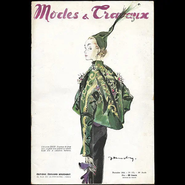 Modes Et Travaux, Novembre 1948, Couverture De Demachy D'un Modèle De Christian Dior 1