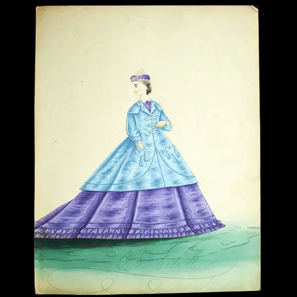 Dessin De Charles Pilatte Pour Les Maisons Worth Ou Ghys (Circa 1860-1870) 1