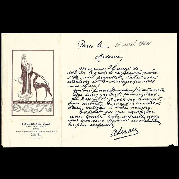 Fourrures Max - Carte Publicitaire Illustrée Par Eduardo Garcia Benito (1924) 1