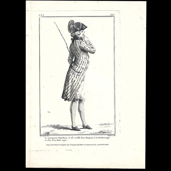 Gallerie Des Modes Et Costumes Français, 1778-1787, Gravure N° Ppp 366, Le Lorgneur Séduisant Par Watteau (1787) 1