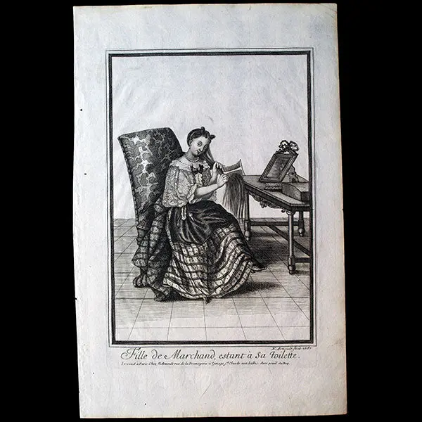 Fille De Marchand Estant À Sa Toilette, Gravure D'arnoult (1687) 1