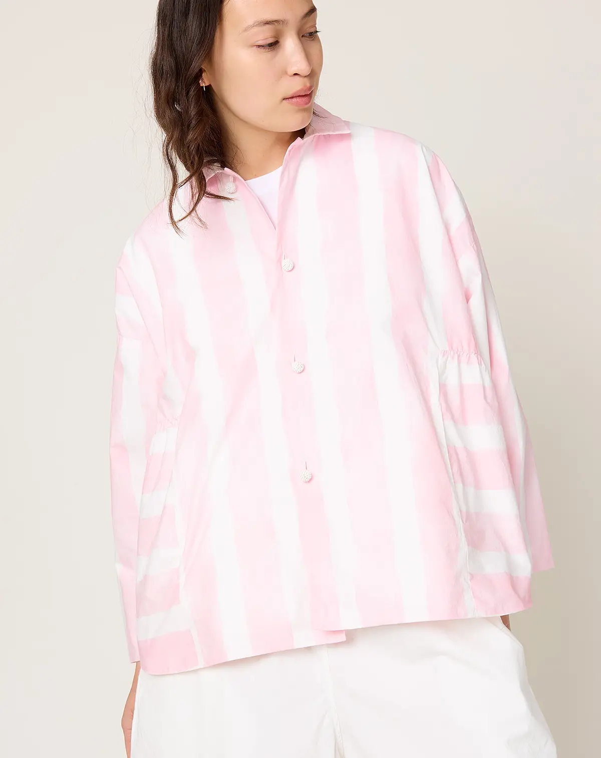 Juana Jacket In Brushstroke Rose Stripe 1