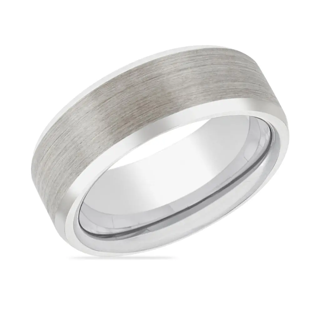Falkor | Silver Ring, Silver Tungsten Ring, Brushed, Beveled 2