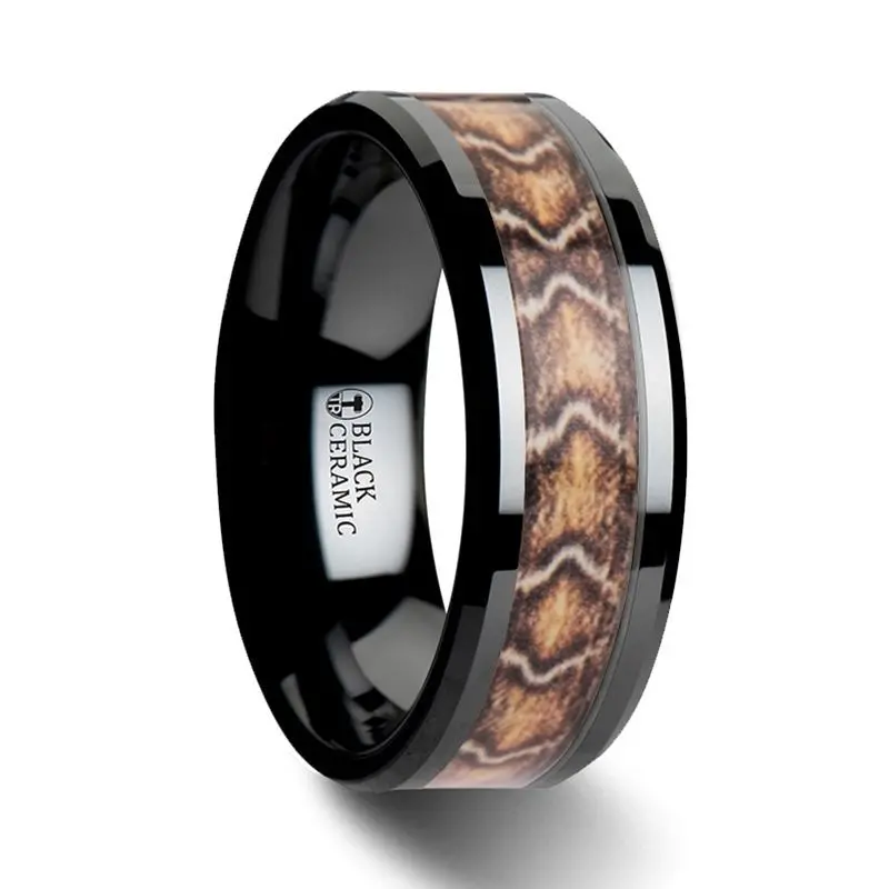 Fang | Ceramic Ring Boa Snake Skin Design Inlay 1