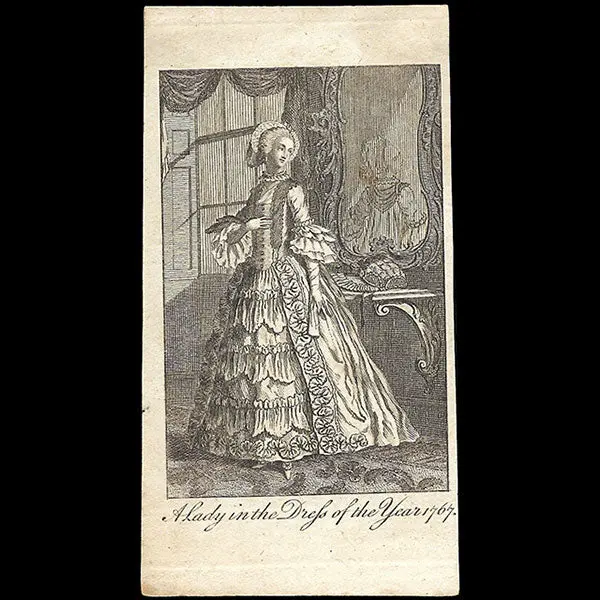 A Lady In The Dress Of The Year 1767, Gravure Du Ladies Own Memorandum Book (1767) 1