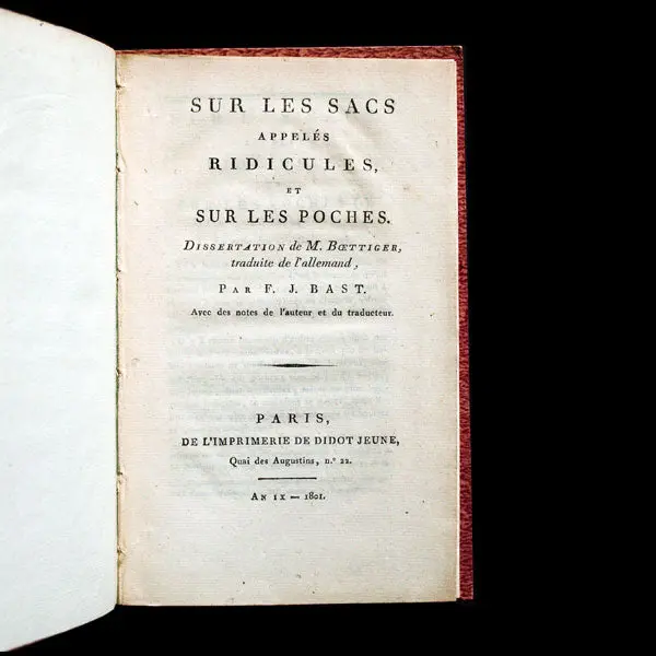 Sur Les Sacs Appelés Ridicules Et Sur Les Poches, Dissertation De M. Boettiger (1801) 2