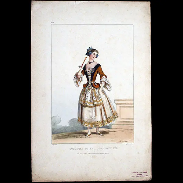 Achile Deveria - Costumes Historiques De Ville Ou De Théâtre, Planche N°30, Costume De Bal Sous Louis Xiv (1831) 1