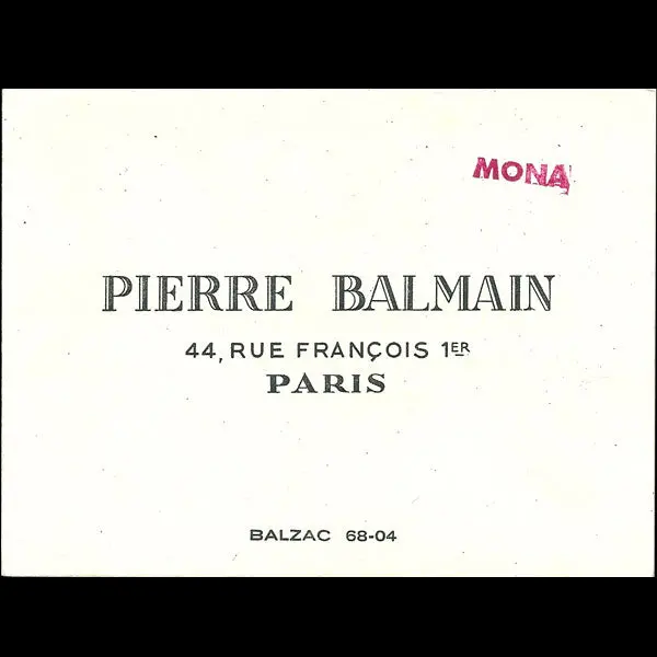 Balmain, Carnet De Défilé, Circa 1955 1