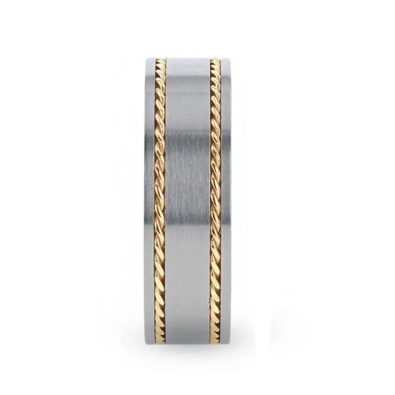 Ferdinand | Titanium Ring 14K Yellow Gold Dual Braided Inlay 2