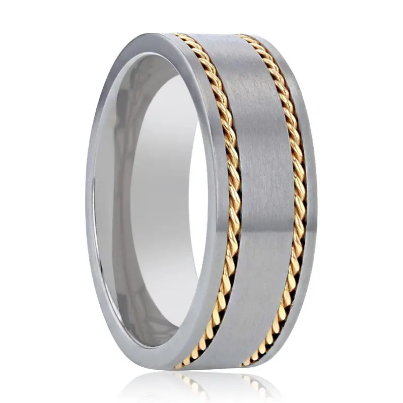 Ferdinand | Titanium Ring 14K Yellow Gold Dual Braided Inlay 1