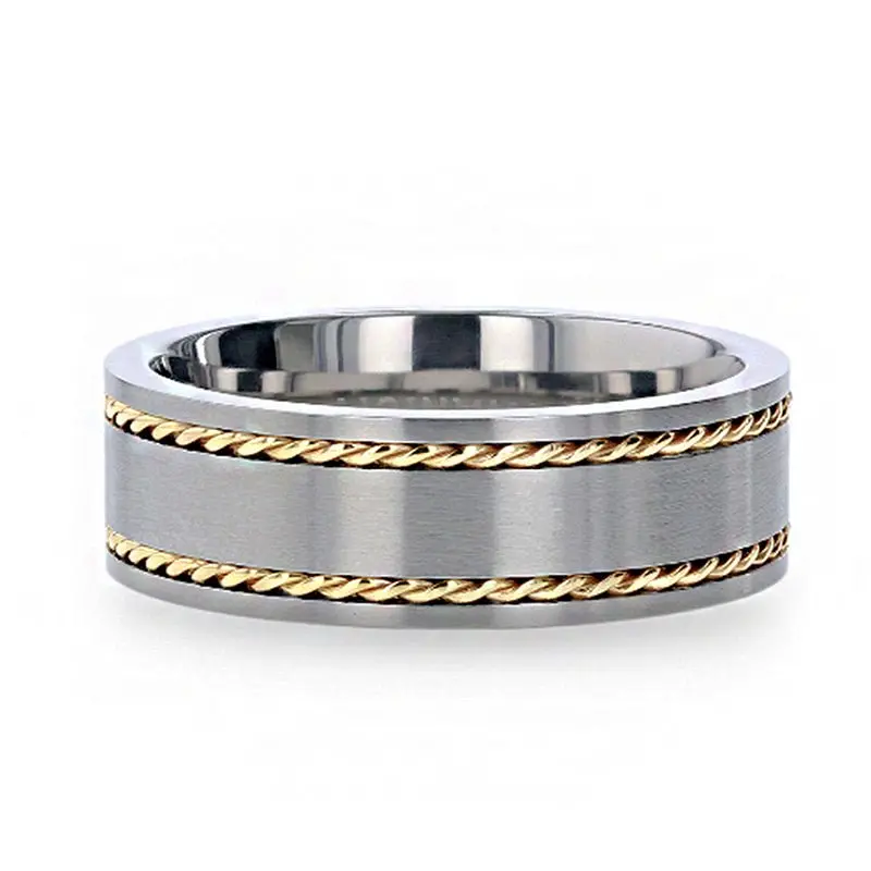 Ferdinand | Titanium Ring 14K Yellow Gold Dual Braided Inlay 3