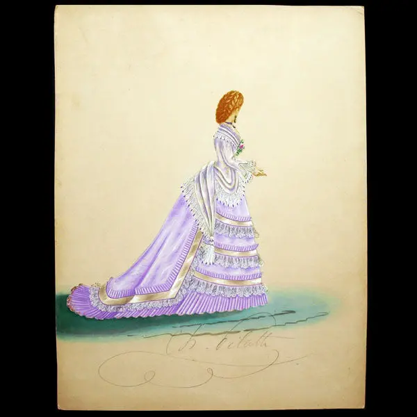 Dessin De Charles Pilatte Pour Les Maisons Worth Ou Ghys (Circa 1860-1870) 1