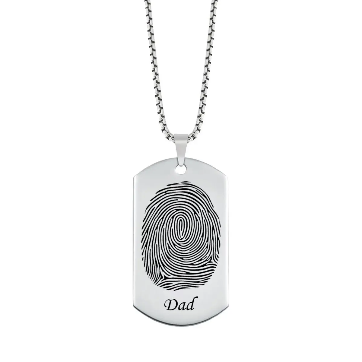 Fingerprint Dog Tag With Name High Polished 2