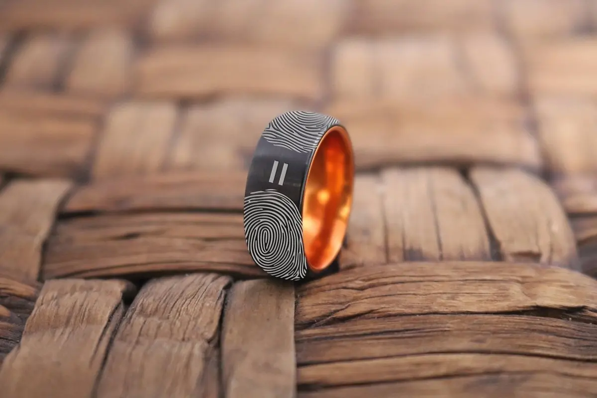 Fingerprint Ring | Mens Wedding Band, Couple Wedding Ring, Memorial Ring 1