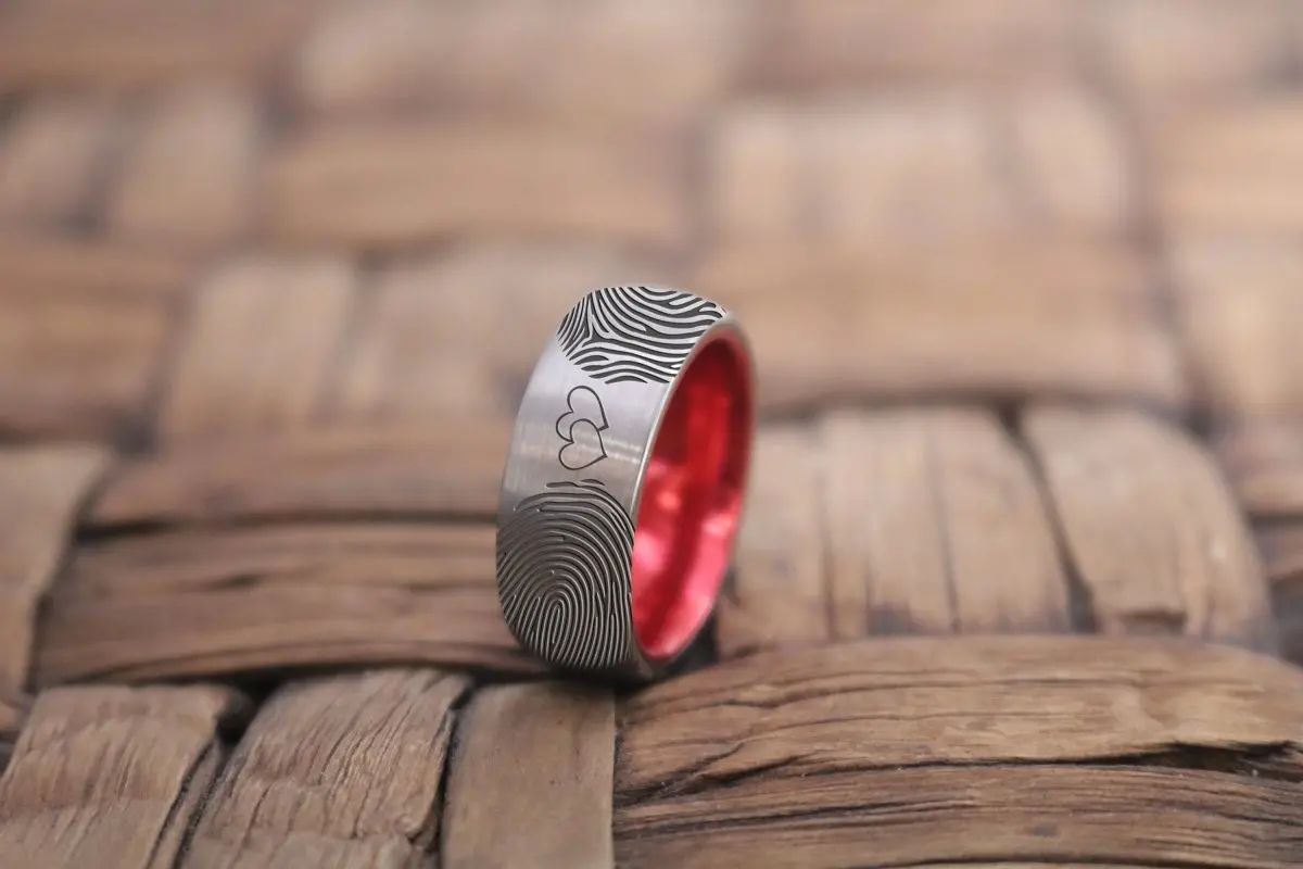 Fingerprint Ring | Mens Wedding Band, Couple Wedding Ring, Memorial Ring 1