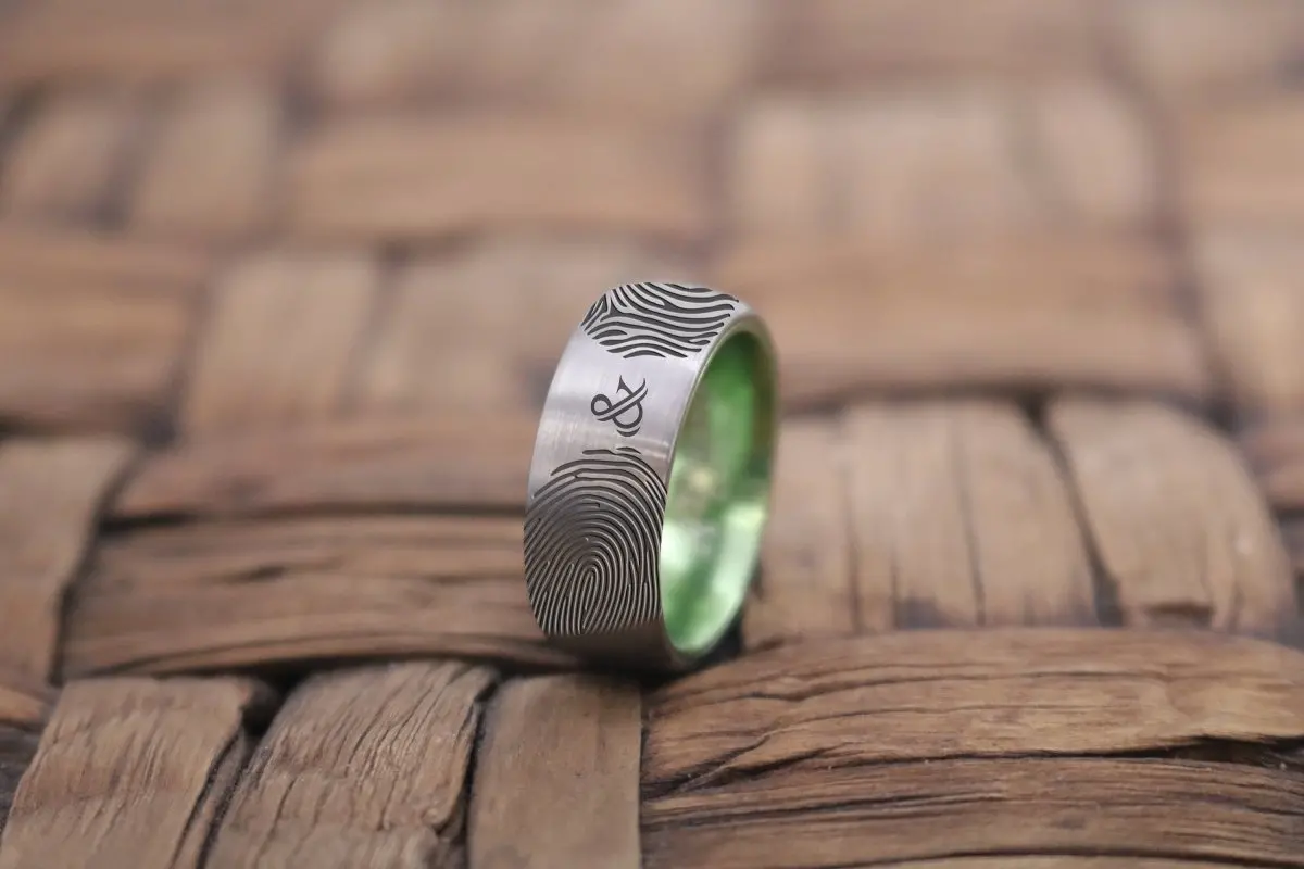 Fingerprint Ring | Mens Wedding Band, Couple Wedding Ring, Memorial Ring 1