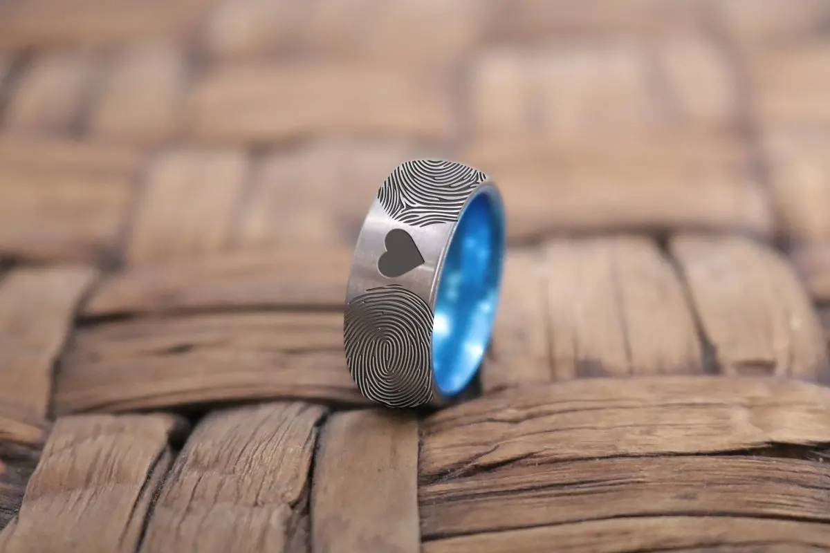 Fingerprint Ring | Mens Wedding Band, Couple Wedding Ring, Memorial Ring 1