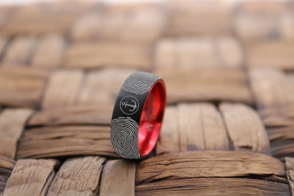 Fingerprint Ring | Mens Wedding Band, Couple Wedding Ring, Memorial Ring 1