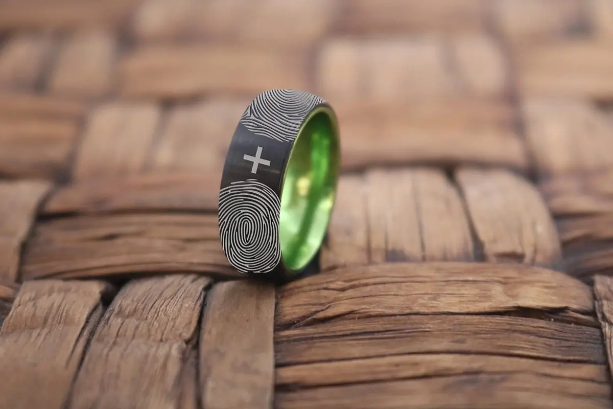 Fingerprint Ring | Mens Wedding Band, Couple Wedding Ring, Memorial Ring 1