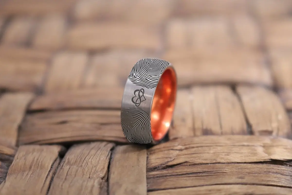Fingerprint Ring | Mens Wedding Band, Couple Wedding Ring, Memorial Ring 1