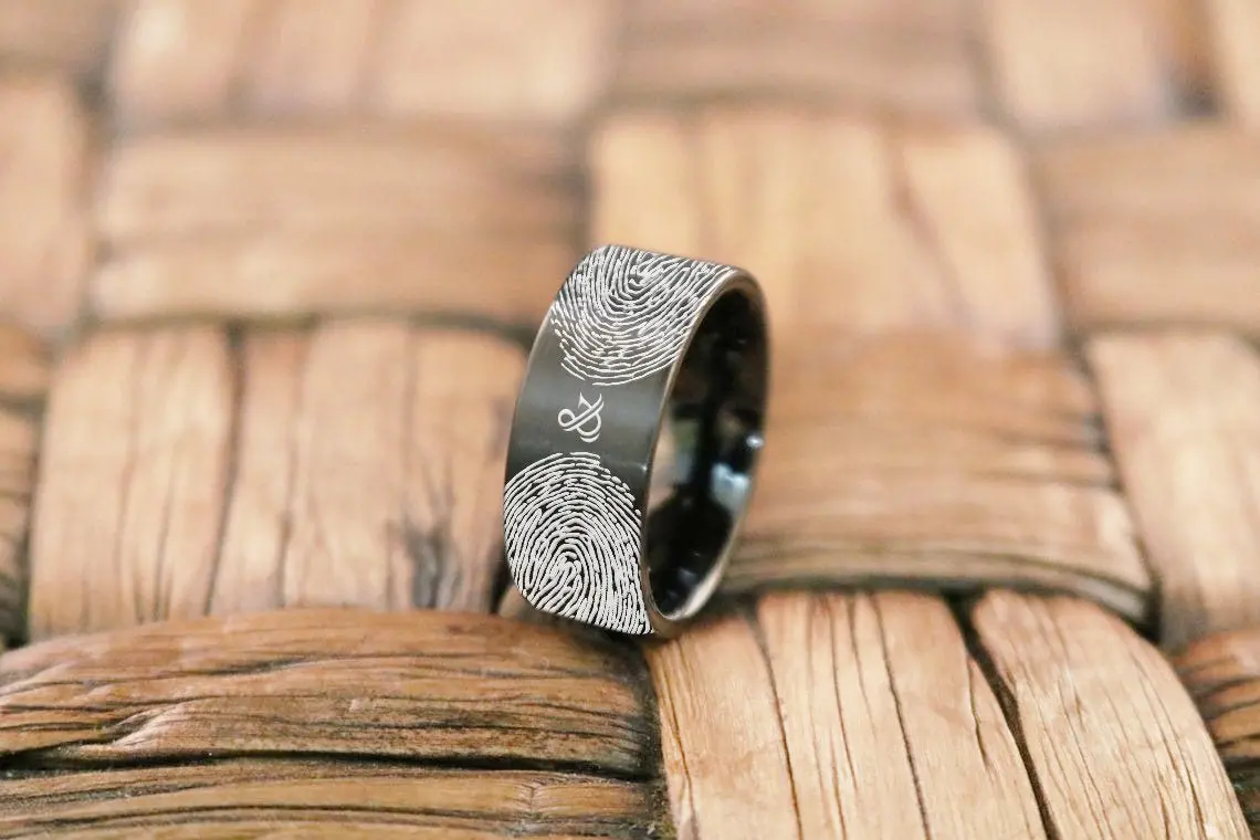 Fingerprint Ring | Mens Wedding Band, Couple Wedding Ring, Memorial Ring 1