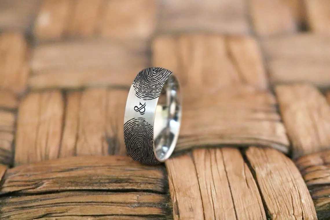 Fingerprint Ring | Mens Wedding Band, Couple Wedding Ring, Memorial Ring 1
