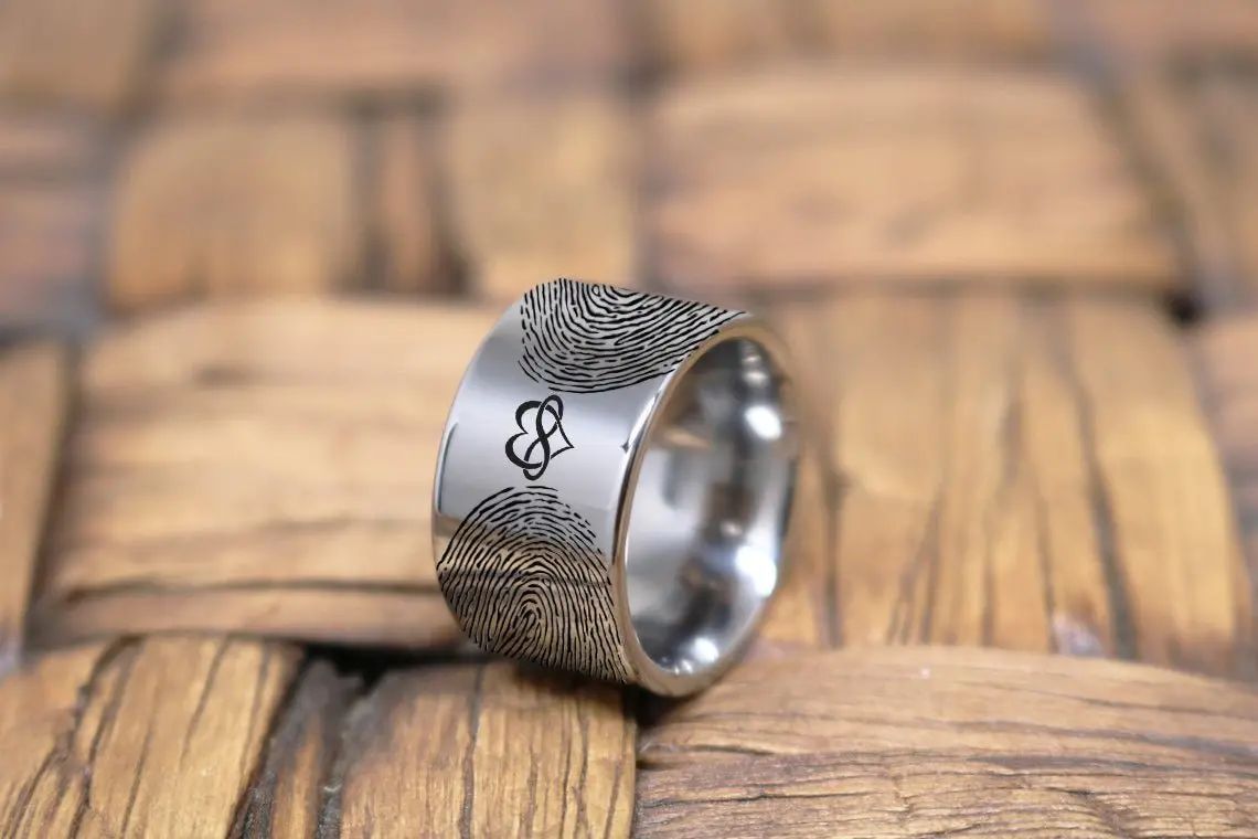 Fingerprint Ring | Mens Wedding Band, Couple Wedding Ring, Memorial Ring 1