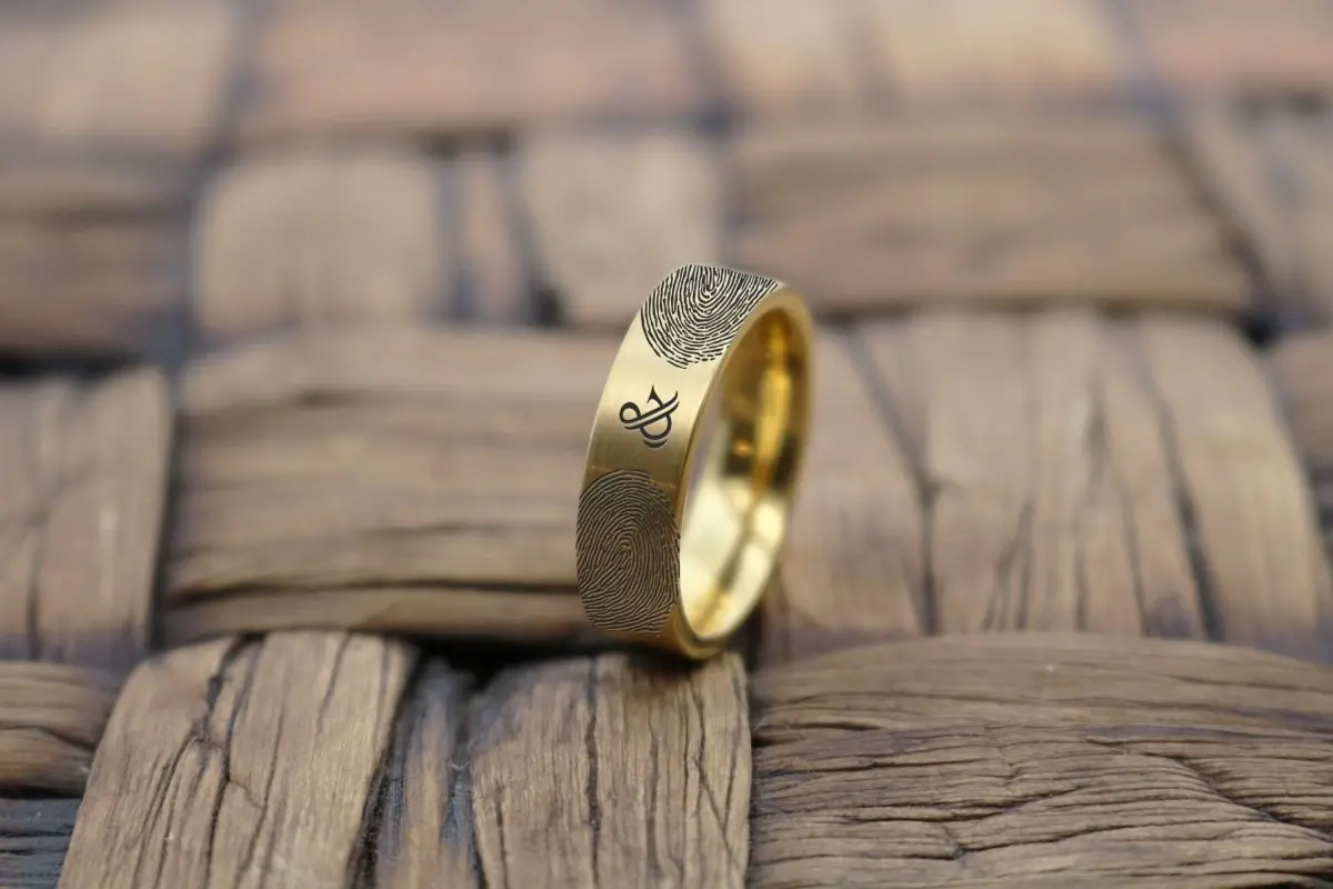 Fingerprint Ring | Mens Wedding Band, Couple Wedding Ring, Memorial Ring 1