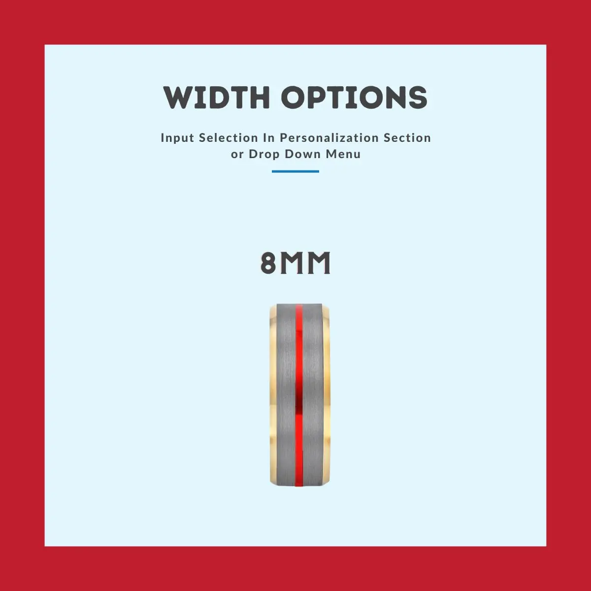 Flux | Iron Wood, Silver Tungsten Ring, Red Groove, Gold Beveled Edge 3