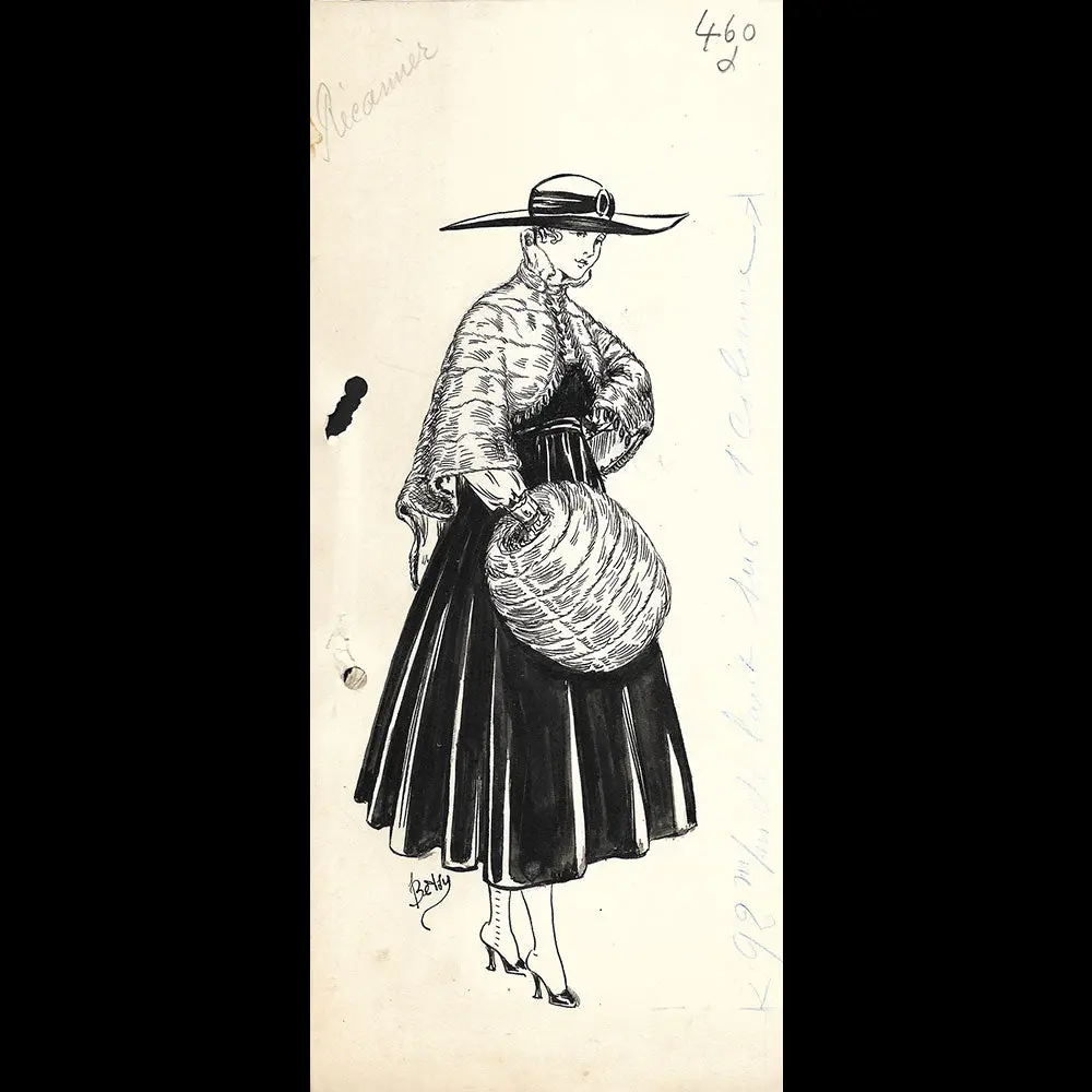 Fourrures Max - Réunion De 13 Dessins De Manteaux De Fourrure Par Betsy (Circa 1915-1920) 2