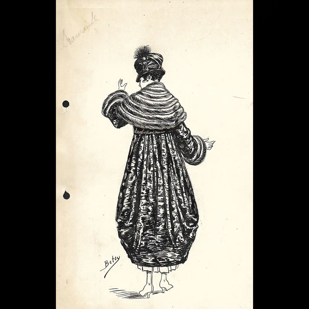 Fourrures Max - Réunion De 14 Dessins De Manteaux De Fourrure Par Betsy (Circa 1915-1920) 1