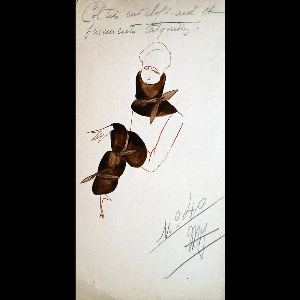 Fourrures Max - Dessin D'un Col Et De Parements En Ragondin (Circa 1925-1930) 1