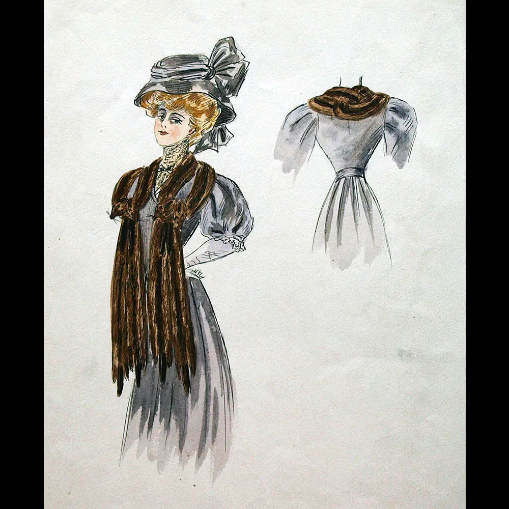 Fourrures Max - Dessin D'une Écharpe (Circa 1900-1910) 1