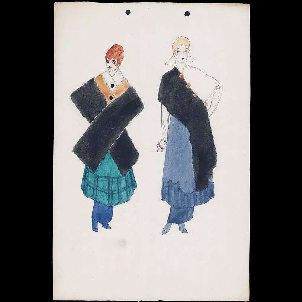 Fourrures Max - Dessin De Deux Étoles De Fourrure (Circa 1913) 1