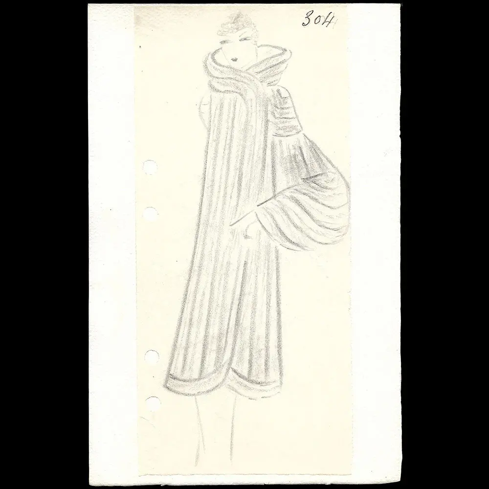 Fourrures Max - Dessin D'un Manteau Par Monsieur Alex (Circa 1930S) 2