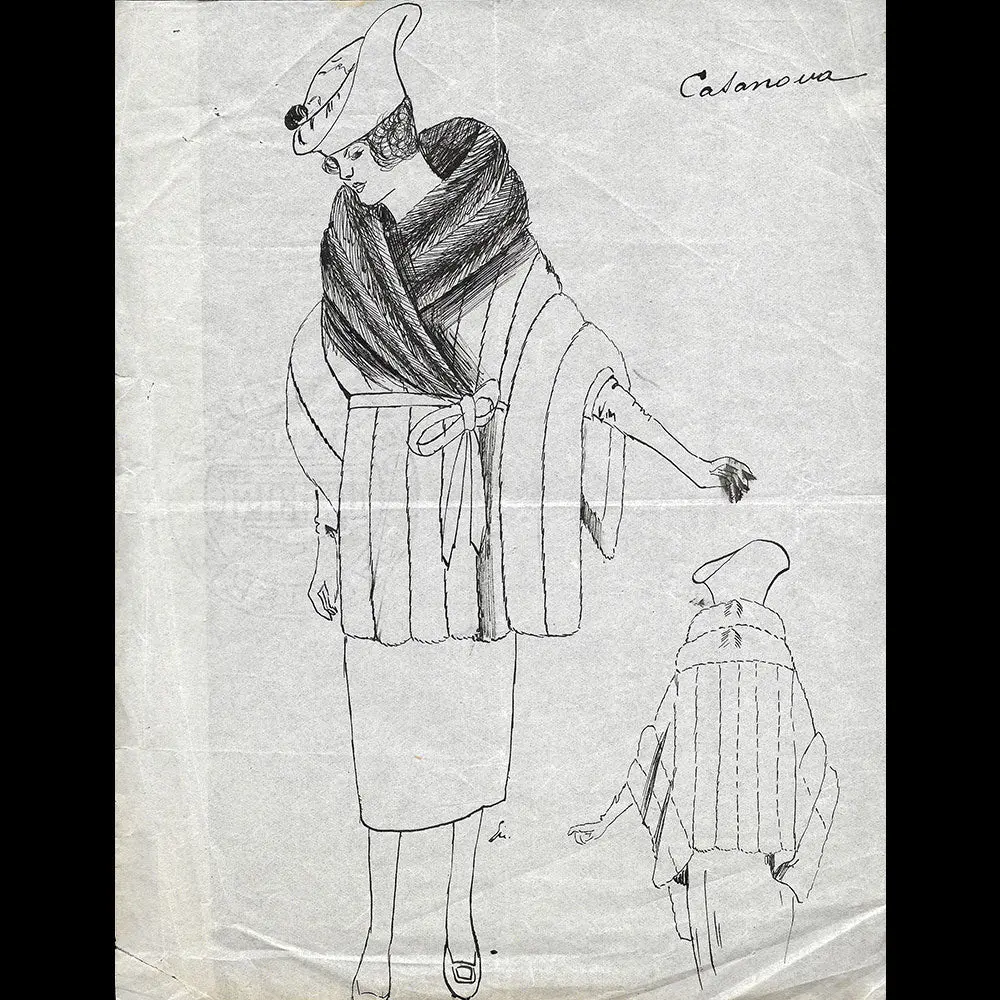 Fourrures Max - Dessin Du Manteau Casanova (Circa 1915-1920) 1