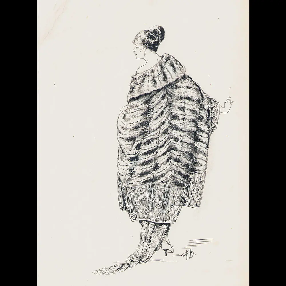 Fourrures Max - Dessin D'un Manteau De Chinchilla (1917) 1