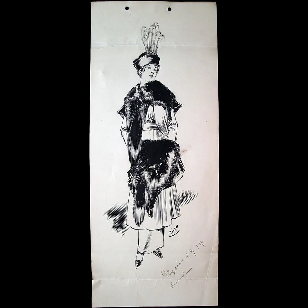 Fourrures Max - Réunion De Deux Dessins Du Manteau Elysée (1914) 2